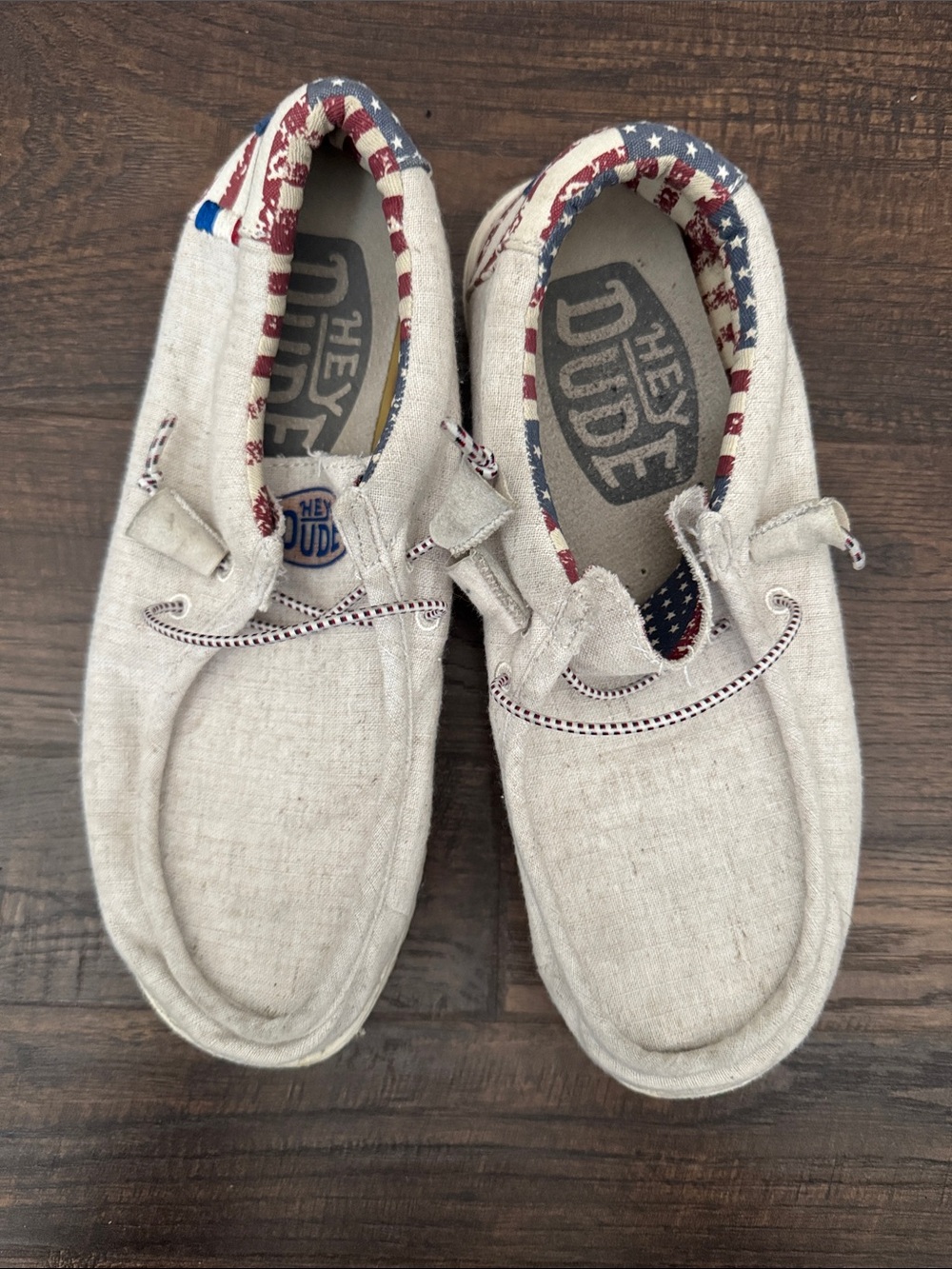 Hey Dude men’s  Slip-On Sneakers in Red, White & Blue Flag Print - Picture 3 of 5